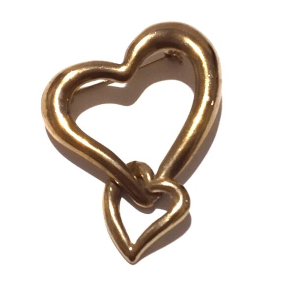 Vintage Gold Tone Double Heart Link Dangle Brooch - Picture 3 of 5